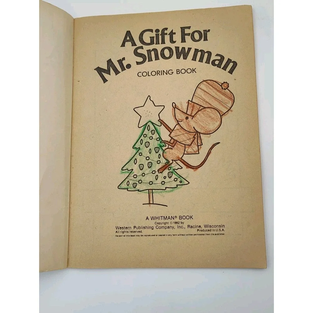 MR. SNOWMAN VTG Coloring Book Christmas 1982‎ Whitman collectible SEE